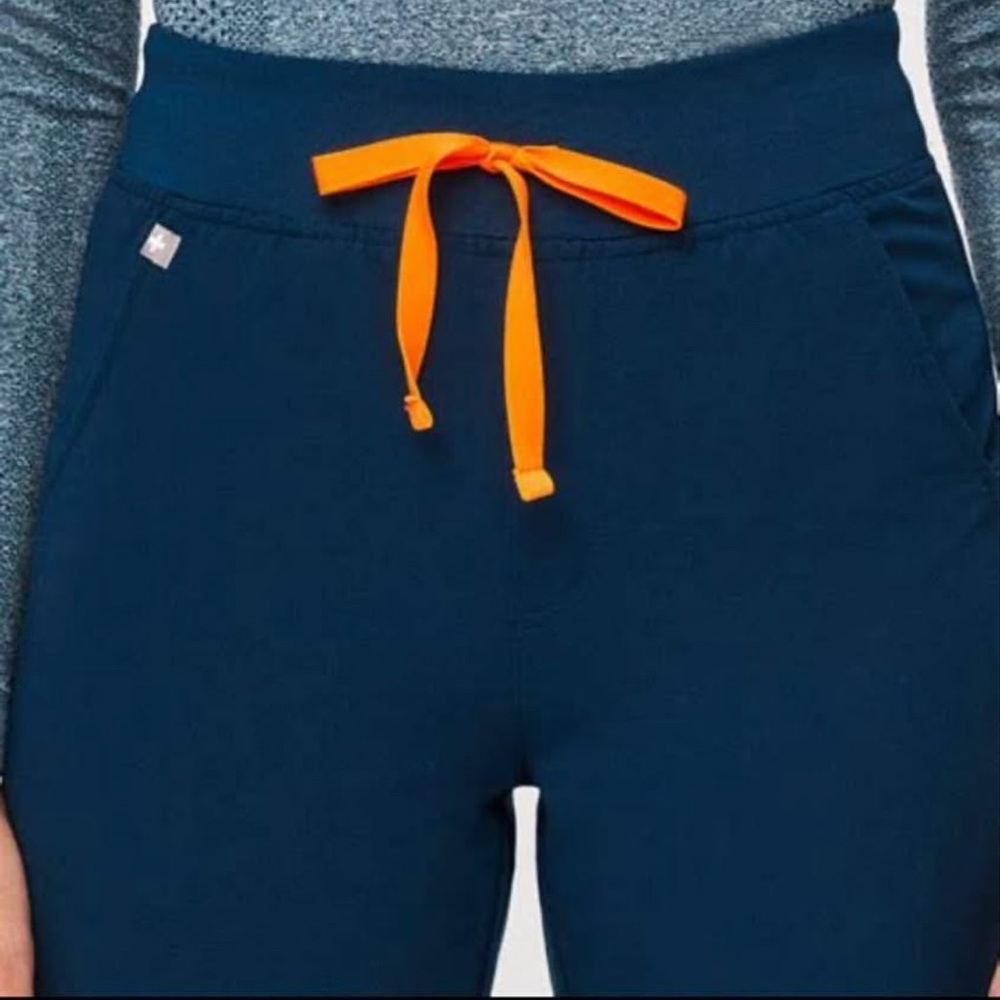 Figs Women's Pants in Navy with Orange Drawstring
